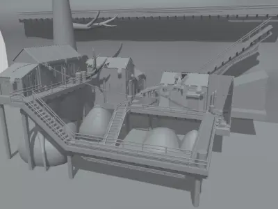 Port Cartoon Low-poly 3D model