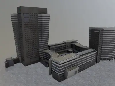 Amsterdam High Rise Pack Low-poly 3D model