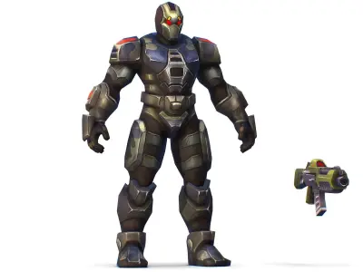 Sci-Fi Man Cyborg Drone Male Trooper Black Soldier Low-poly 3D model