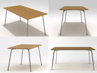 S 1040 four different wooden tables 3D model