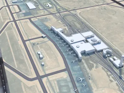 Dammam King Fahd Airport 12km Low-poly 3D model