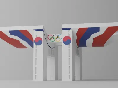 Cartoon Seoul Olympic Park Landmark Korea Low-poly 3D model
