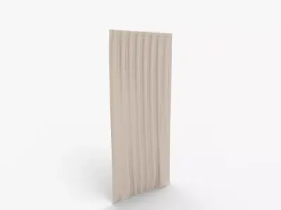 Ivory Cotton Velvet Blend Window Curtain Panel with Lining 3D model