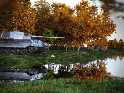 Tank Tiger WW2 AAA  Low-poly 3D model