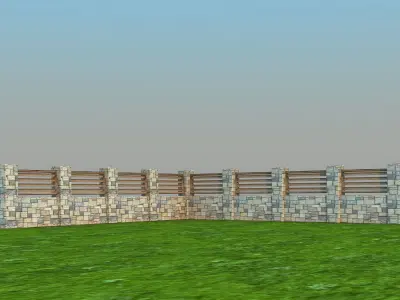 Fences fence in grass Low-poly 3D model