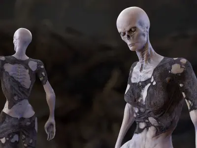 Zombie Woman Low-poly 3D model