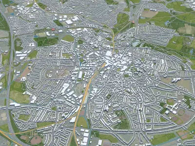 Walsall United Kingdom 30km Low-poly 3D model