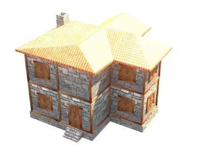 medieval house low poly village town residential house  65 Low-poly 3D model