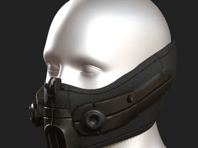 Gas mask respirator scifi futuristic 3d  Low-poly 3D model