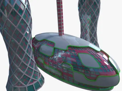 Skyscraper with hall 3D model