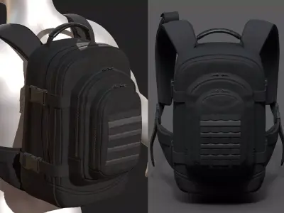 Backpack Camping bag baggage Black  Low-poly 3D model
