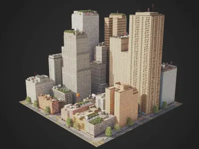 City District C13-A11 MAYA Low-poly 3D model