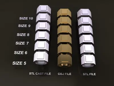 Signet Men Step Band Ring Mix Sizes 5 6 7 8 9 10 3D print model