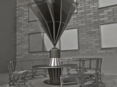 Round Bench Street Furniture Free low-poly 3D model