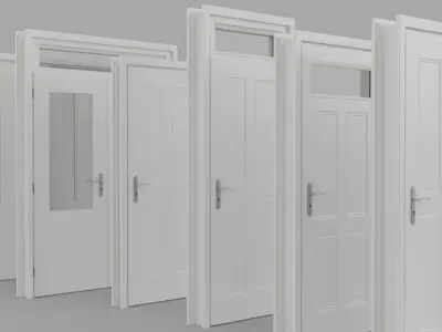 Door Set Stucco Interior and Exterior 3D model