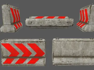 barrier set 2 road markings Low-poly 3D model