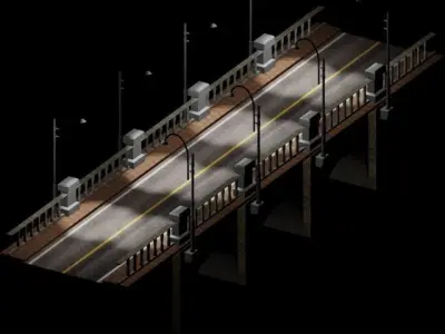 Arch bridge  Low-poly 3D model