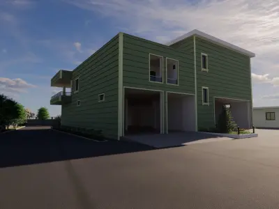 3 floors pool triplex house detail modeling Low-poly 3D model