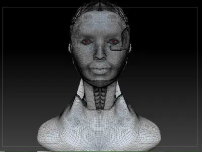 cyborg women portrait  Low-poly 3D model