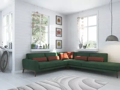 Emerald Corner Sofa 3D Model 3D model