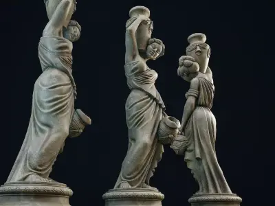 Garden Statue 3 PBR Low-poly 3D model