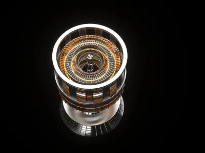 Concept Metalic High Poly Retro Style Lampshade 3D model