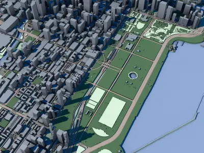 Chicago Cityscape Illinois Architecture Lake Michigan 3D model