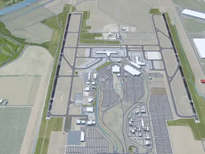 Sacramento International Airport 10km Low-poly 3D model