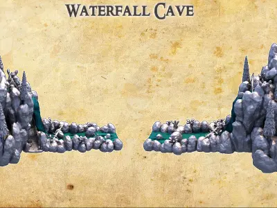 Waterfall Cave Tabletop Terrain 28MM  3D print model