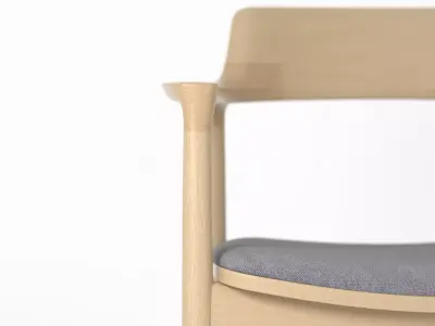 Hiroshima wooden chair with cushion 3D model