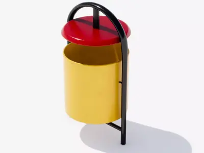 City trash can Low-poly 3D model