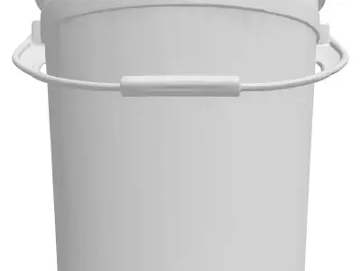 White Plastic Utility Bucket with Lid Low-poly 3D model