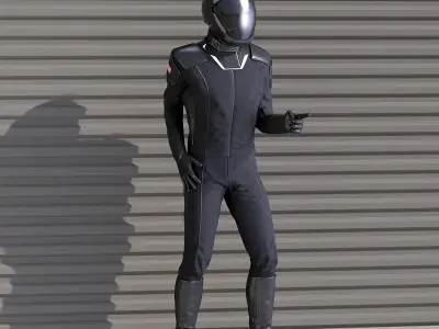  Sci Fi Astronaut Suit Black Rigged for Cinema 4D 