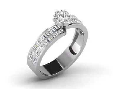 Light Weight White Gold Diamond Ring DR-6471 3D print model