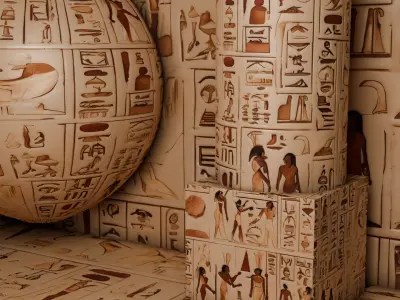 Ancient Egypt Hieroglyphs - VOL 3 - 4 Seamless PBR Texture