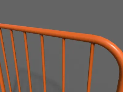 PBR Pedestrian Guard Rail Orange V2 Low-poly 3D model