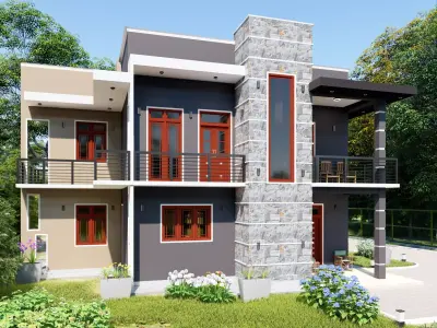 Modern residential building  3D model get