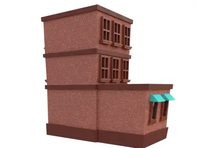 Low Poly Apartment Building Low-poly 3D model