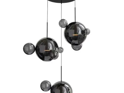Bolle Circular Chandelier 14 BUBBLE Giopato and Coombes smoky Low-poly 3D model