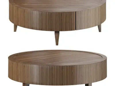 REEDED ROUND COCKTAIL TABLE by bakerfurniture 3D model