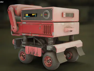 Cute sci-fi planet rover with PBR materials and a custom rig  Low-poly 3D model