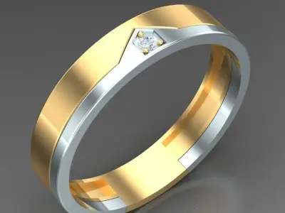 Light Gold Diamond Men Ring 2MR062 3D model