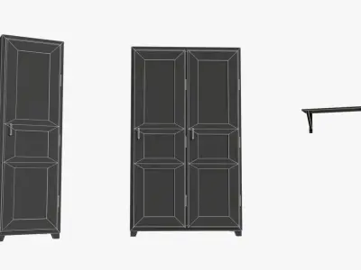 Bunker Wooden Cabinets WWII Low-poly 3D model