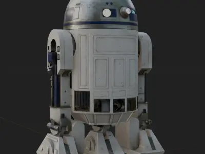 R2 D2 Star Wars 3D Model Rigged PBR Blender FBX OBJ Low-poly 3D model