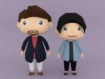 Low poly Cartoon character Office worker Low-poly 3D model