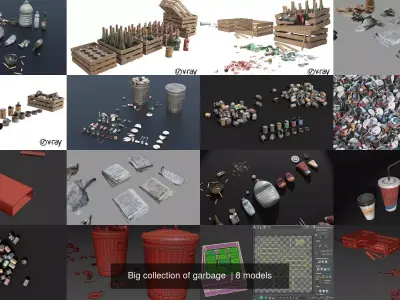  Big collection of garbage  3D Model Pack