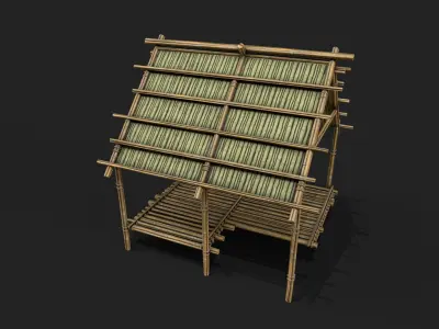 Bamboo Shelter 8 Low-poly 3D model