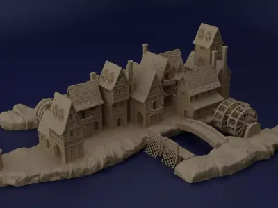 River Village Tabletop Terrain 28 mm 3D print model