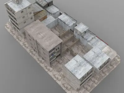 Shanty Town Buildings 2 City Blocks A B C Low-poly 3D model