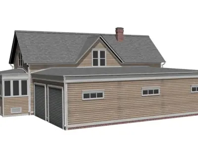 Wooden House Low-poly 3D model 13